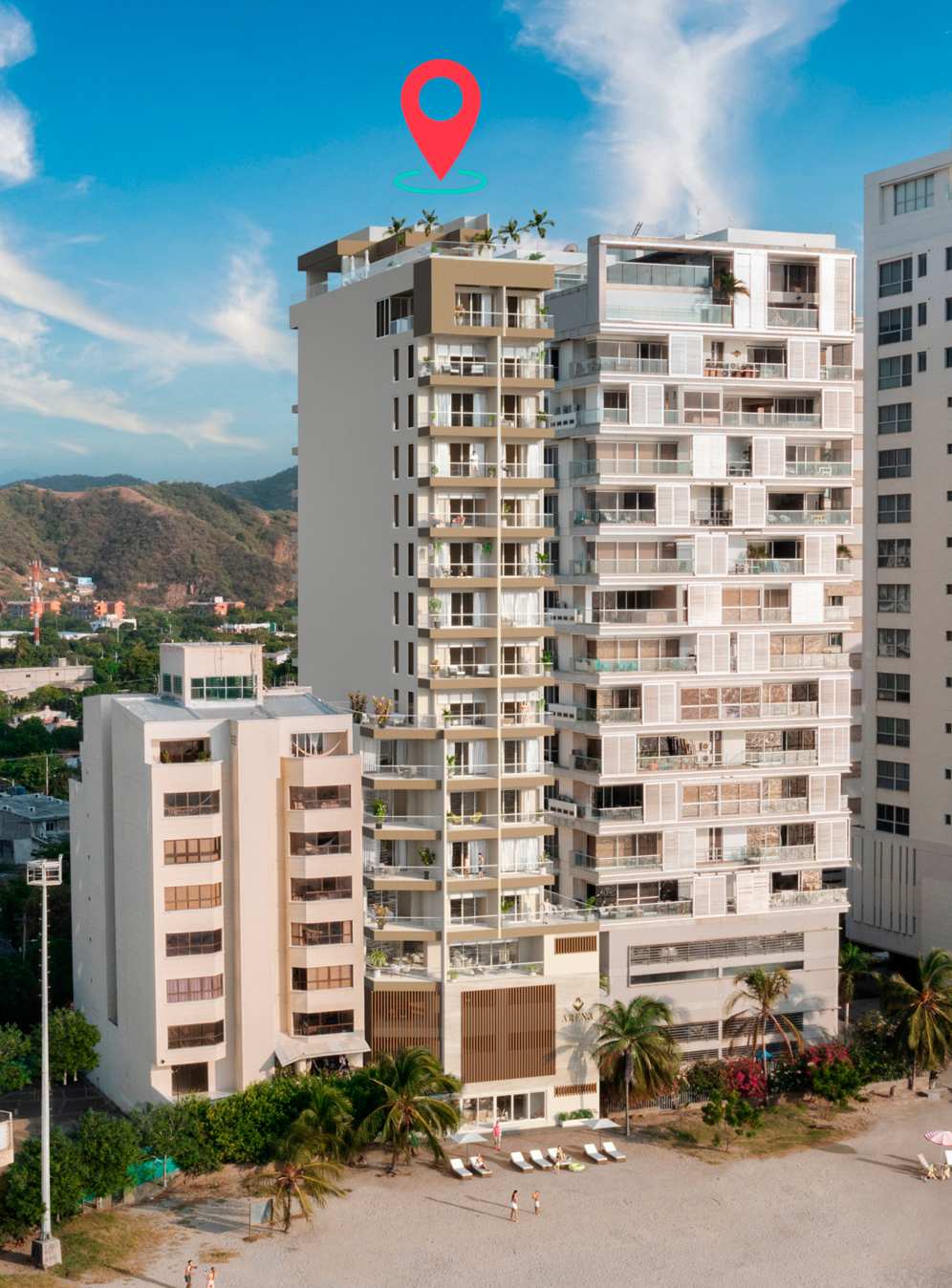 Edificio Arena en contexto urbano